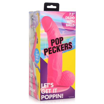 Pop Pecker 7.5 Inch Dildo With Balls - Pink