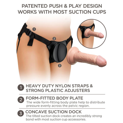 King Cock Elite Beginner's Silicone Body Dock Kit  - Harness and 6 Inch Dildo - Light