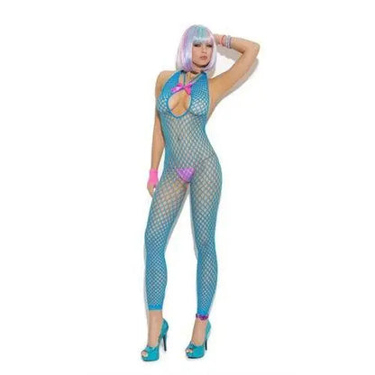 Footless Body Stocking - One Size - Neon Blue