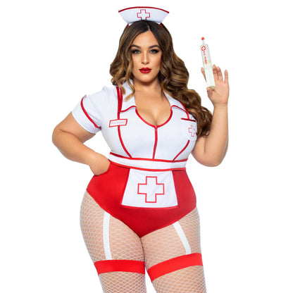 Plus Nurse Feelgood Sexy Costume - 3x/4x - White / Red