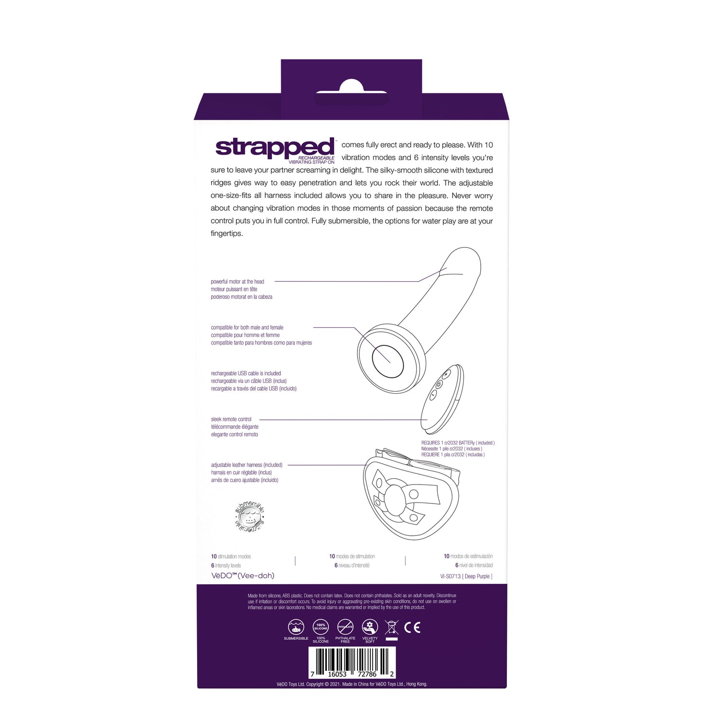 Strapped Rechargeable Strap on - Purple