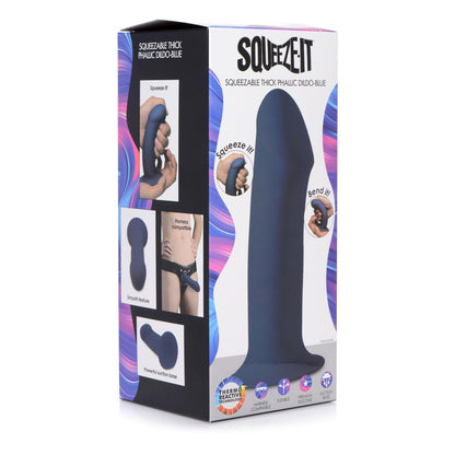 Squeezable Thick Phallic Dildo - Blue