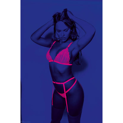 Neon 3 Pc Bra Set - One Size - Neon Pink