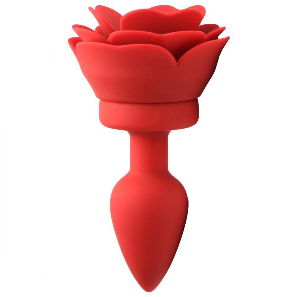 28x Silicone Vibrating Rose Anal Plug With Remote  - Small