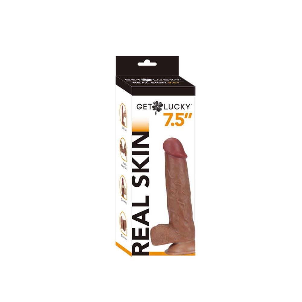 Get Lucky 7.5 Inch Real Skin Dong - Light Brown