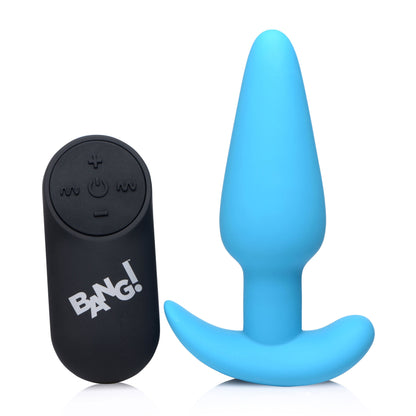 21x Silicone Butt Plug With Remote - Blue