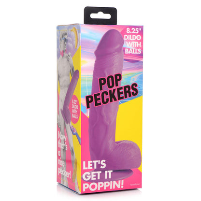 Pop Pecker 8.25 Inch Dildo With Balls - Purple