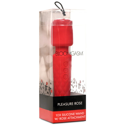 Pleasure Rose 10x Silicone Wand With Rose  Attachment - Red