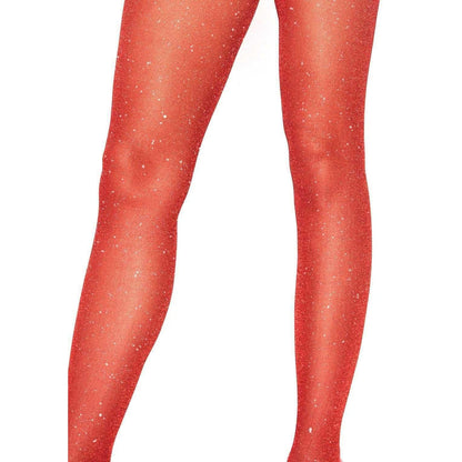 Lurex Shimmer Tights - One Size - Red