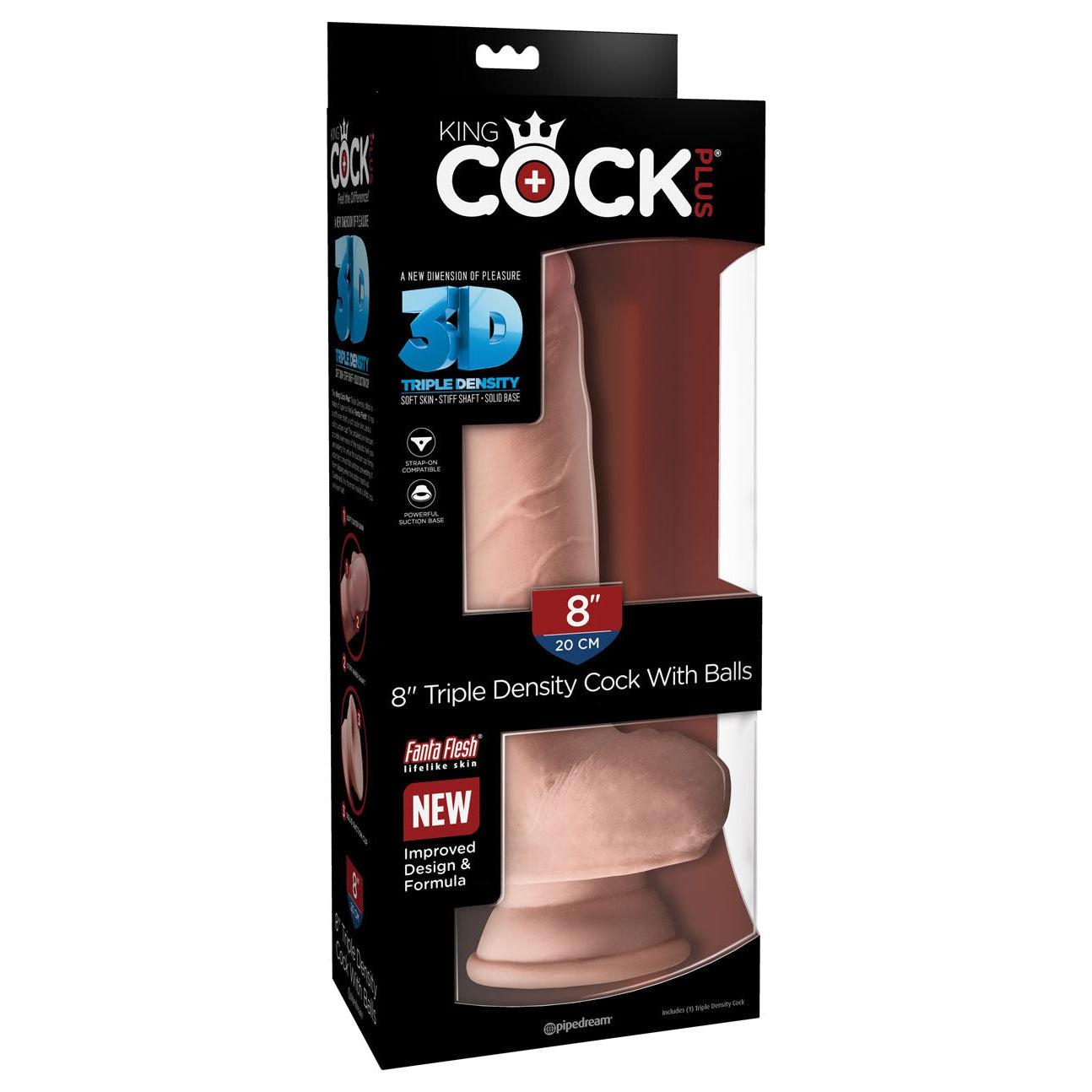 King Cock Plus Triple Density 8 Inch Cock With Balls - Flesh