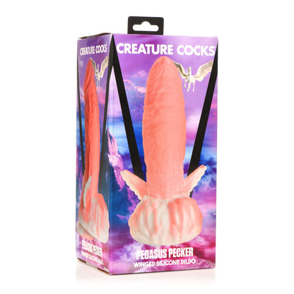 Pegasus Pecker Winged Silicone Dildo - Pink/white