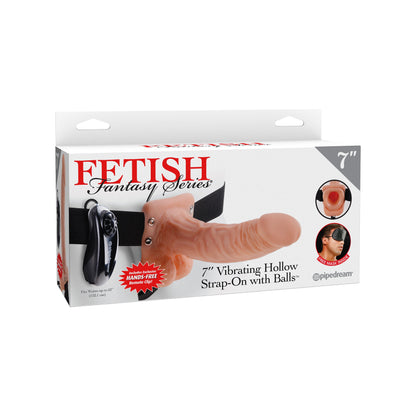 Fetish Fantasy Series 7-Inch Vibrating Hollow Strap-on With Balls - Flesh