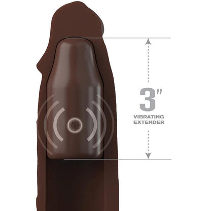 Fantasy X-Tensions Elite 9 Inch Sleeve Vibrating  3 Inch Plug With Remote - Brown