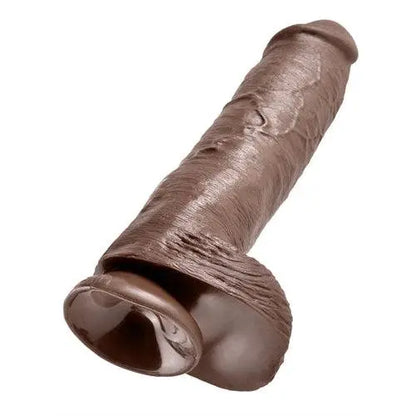 King Cock 11 Inch Cock With Balls  - Brown