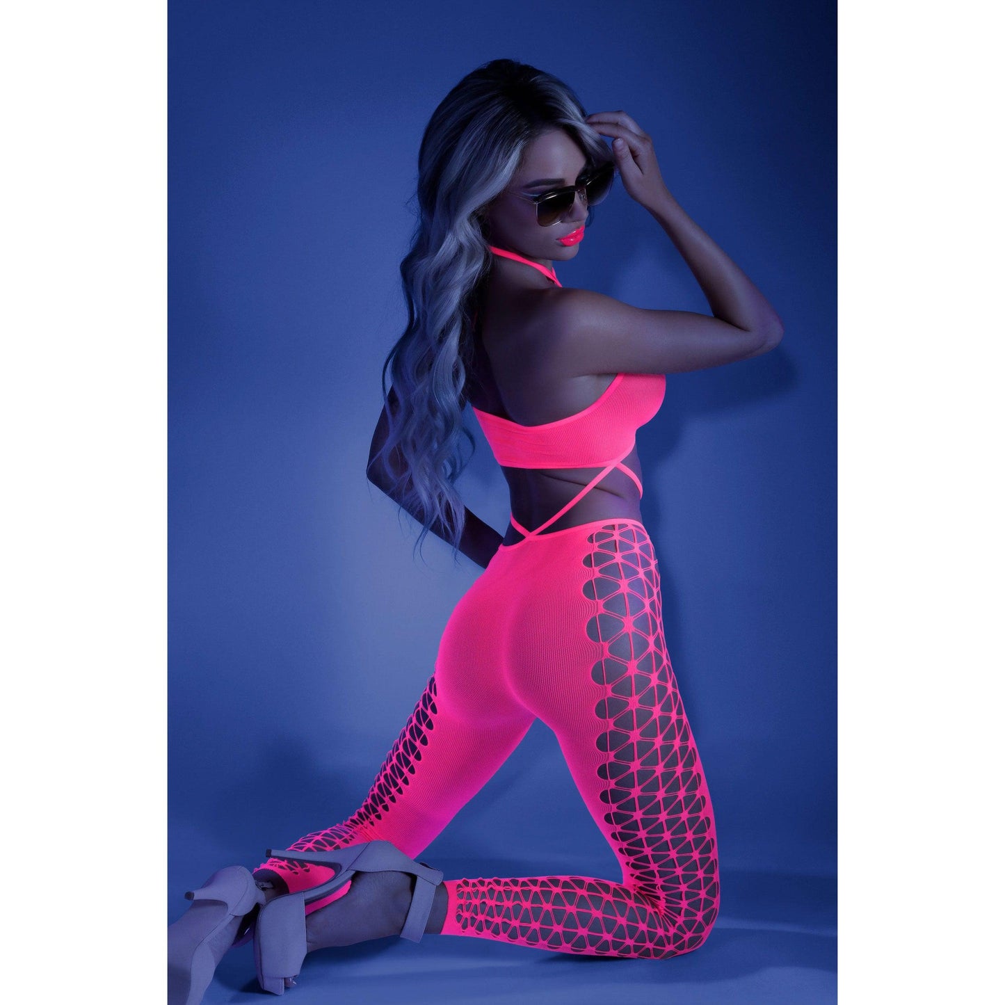 Own the Night Bodystocking - One Size - Neon Pink