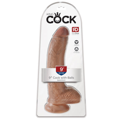 King Cock  9 Inch Cock With Balls - Tan