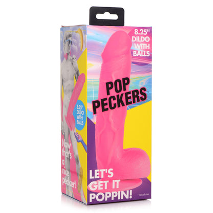 Pop Pecker 8.25 Inch Dildo With Balls - Pink