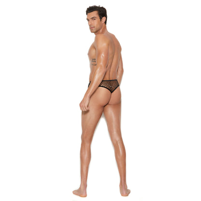 Men's Fishnet Thong Back Brief - Small/medium -  Black