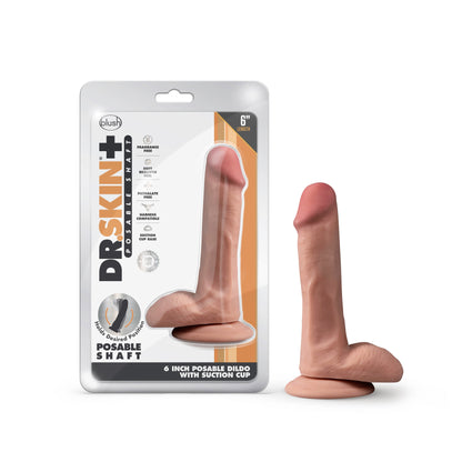 Dr. Skin Plus - 6 Inch Posable Dildo With Balls -  Mocha