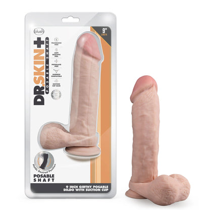 Dr. Skin Plus - 9 Inch Thick Posable Dildo With Balls - Vanilla