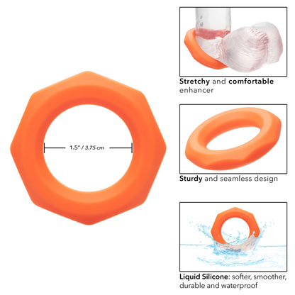 Alpha Liquid Silicone Sexagon Ring - Orange