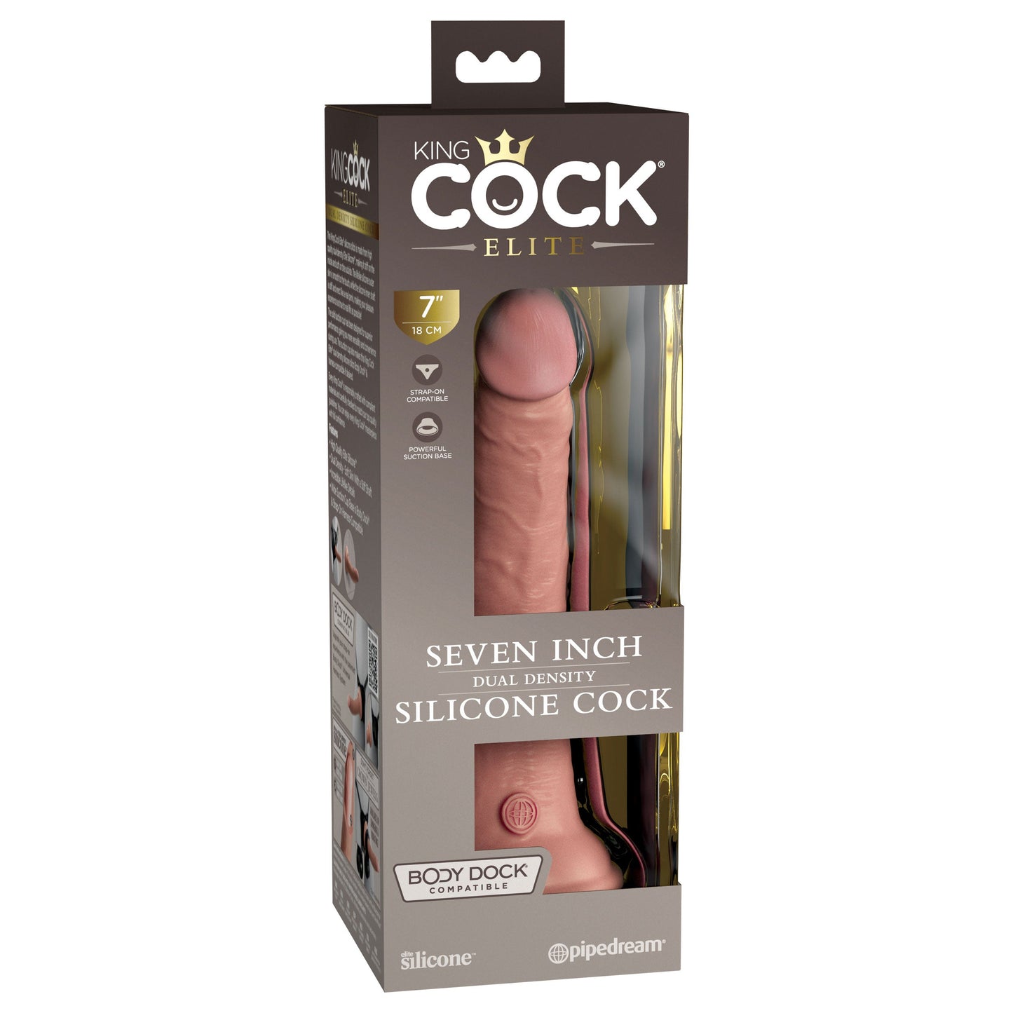 King Cock Elite 7 Inch Silicone Dual Density Cock  - Light