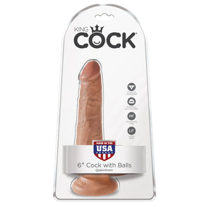 King Cock 6 Inch Cock With Balls - Tan