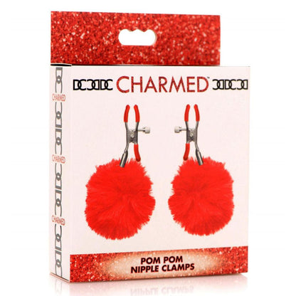 Pom Pom Nipple Clamps - Red