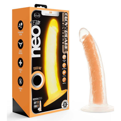 Neo Elite Glow in the Dark - Lavo - 7 Inch  Silicone Dual Density Dildo - Neon Orange